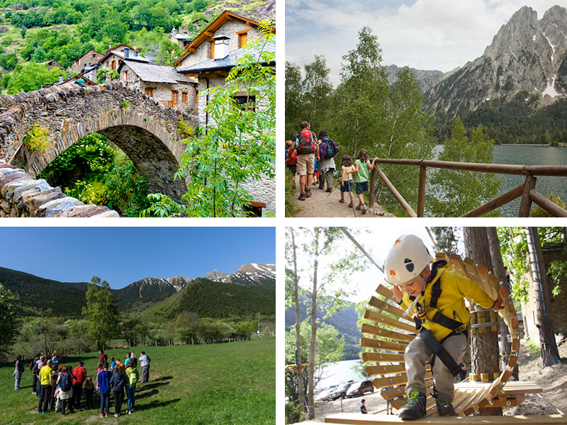 con niños en el Pallars Sobirà