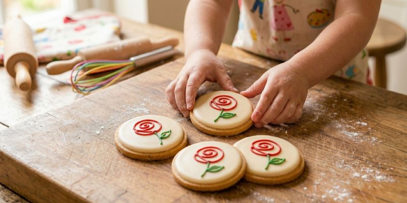 DECORAMOS GALLETAS CON UNA ROSA EN SANT JORDI